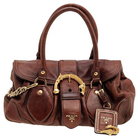 prada brown leather bag|prada buckle bag.